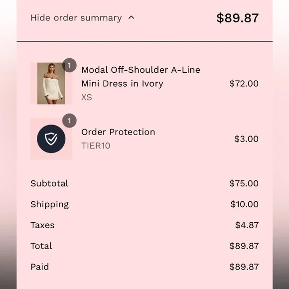 off the shoulder ivory mini dress - Picture 2 of 2